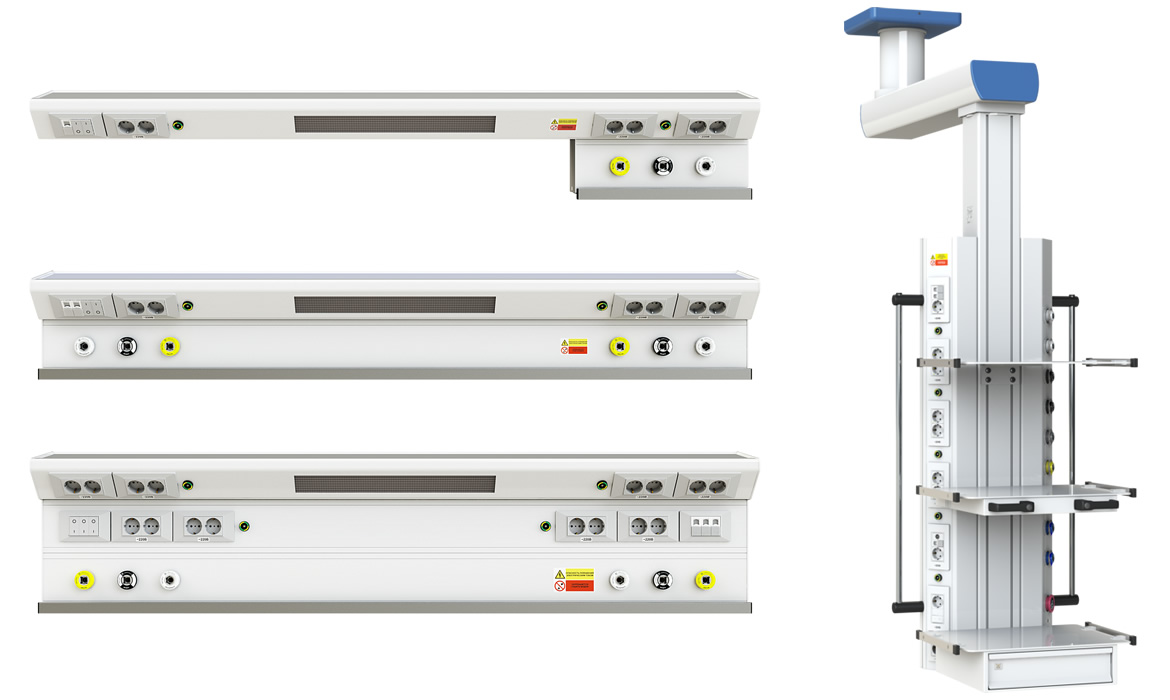 Medical ceiling and wall consoles CADUCEUS